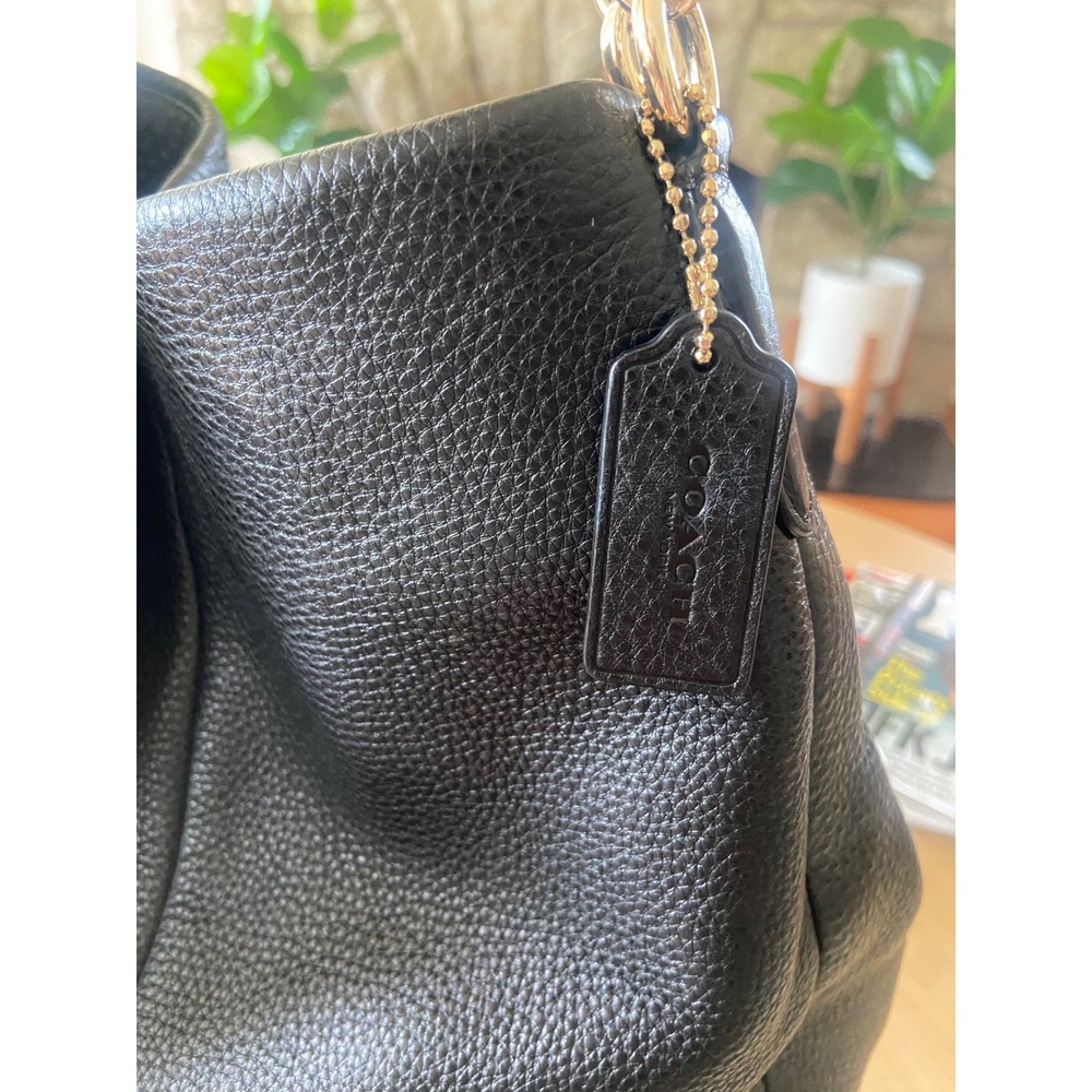 Coach Edie 31 Black Pebbled Leather Shoulder Bag Gold Hardware Hobo 57125 - Picture 8 of 15
